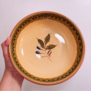 Vintage 9” Pasta Bowl Nordstrom Handcrafted Portugal Ceramic Bowl Leaf Design
